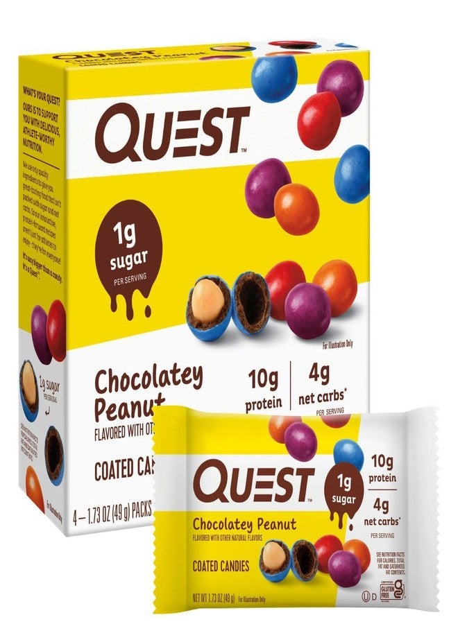 Quest Nutrition Coated Candies, Chocolatey Peanut, 1g Sugar, 10g Protein, 4g Net Carbs, Gluten Free, Keto Friendly, 4 Count - Image 1